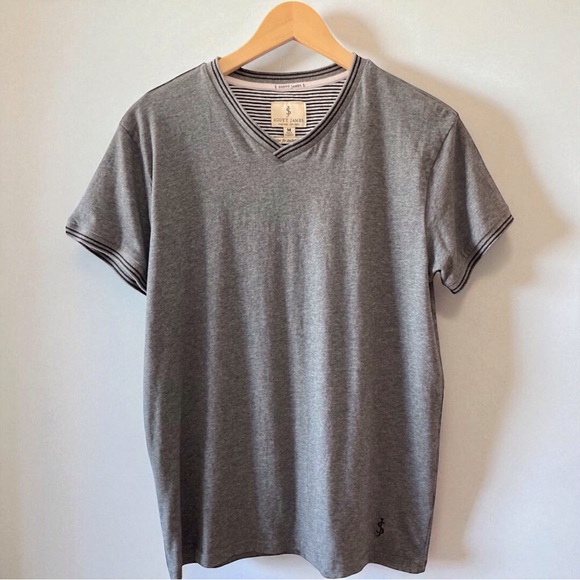 Scott James Gray V-Neck T-Shirt Men's M preppy classic minimalist - Picture 1 of 8